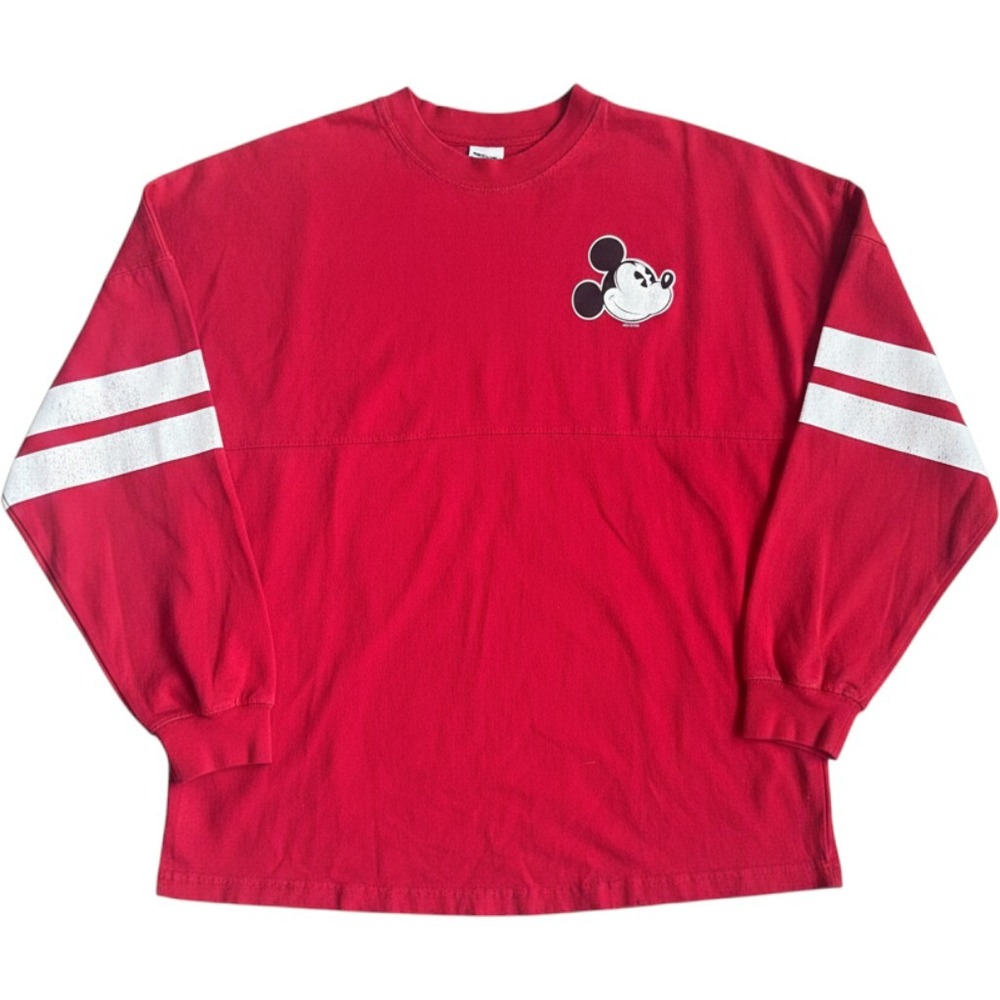 Disney Parks Spirit Jersey Mickey Mouse Red Long Sleeve Graphic Shirt Large